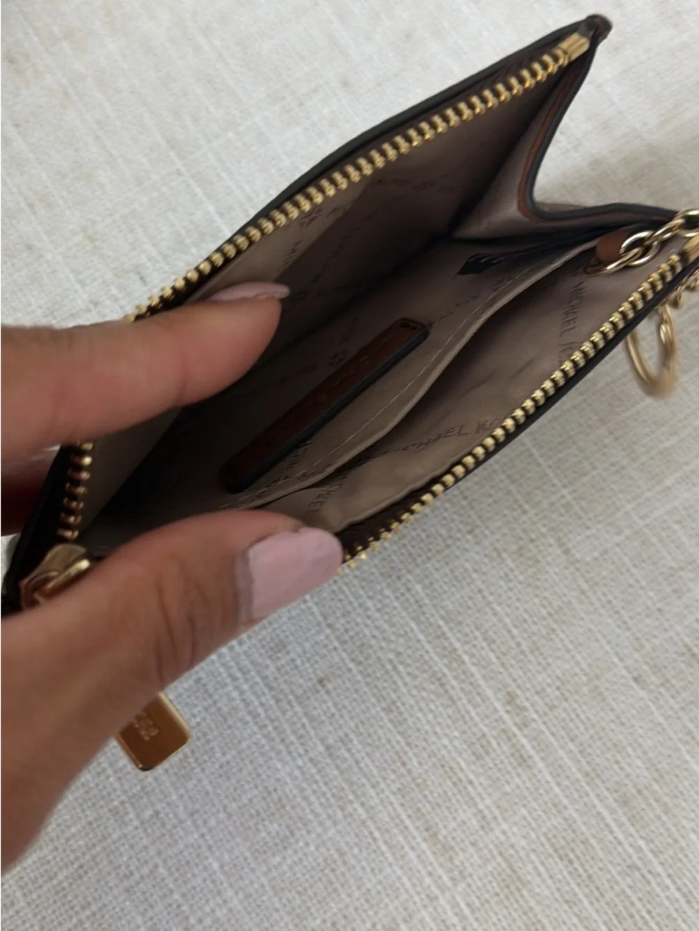 Michael Kors Brown Monogram Double Pouch Crossbody Set
